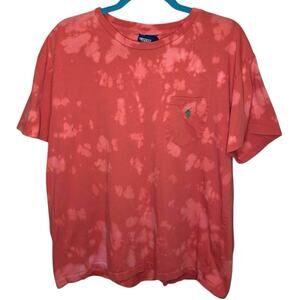 One of a Kind Polo Ralph Lauren Coral Bleach Tie Dye T-Shirt Large Tee
